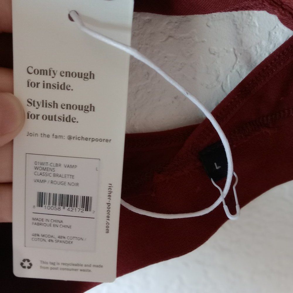 NWT Richer Poorer Women's Classic Bralette Vamp size L - Picture 3 of 8
